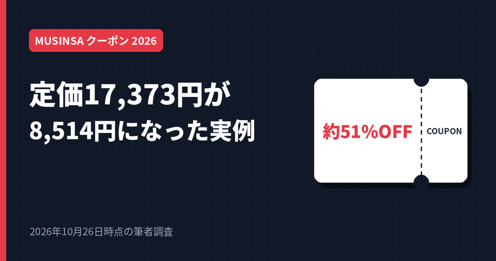 MUSINSAでセールとクーポンを使い定価から約51%OFFになった実例