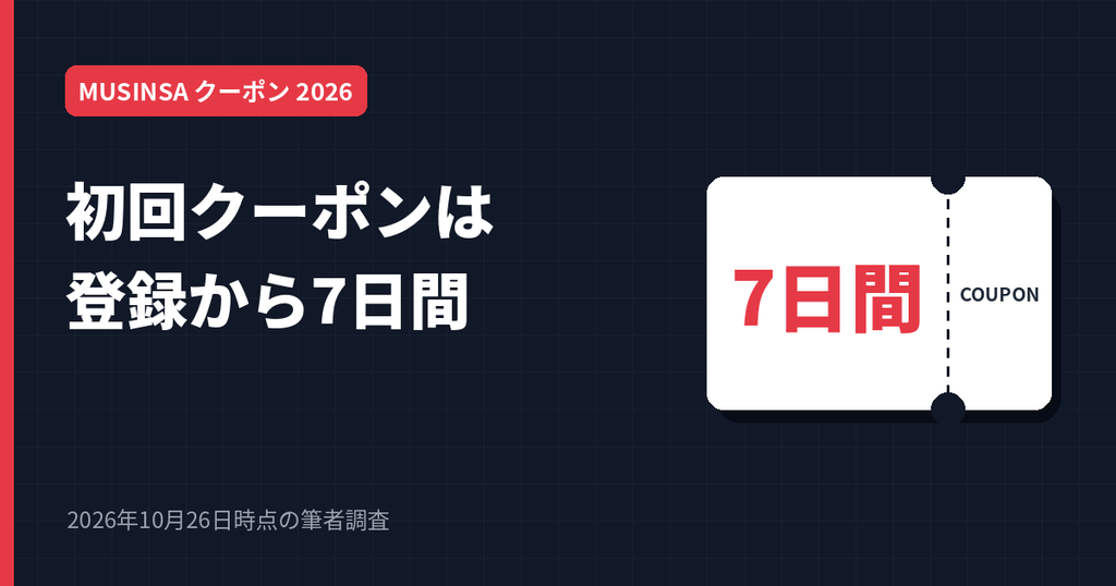 MUSINSAの初回クーポンは会員登録から7日間有効