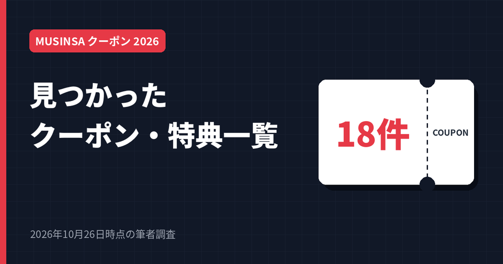 MUSINSAで見つかった割引クーポンとキャンペーン一覧