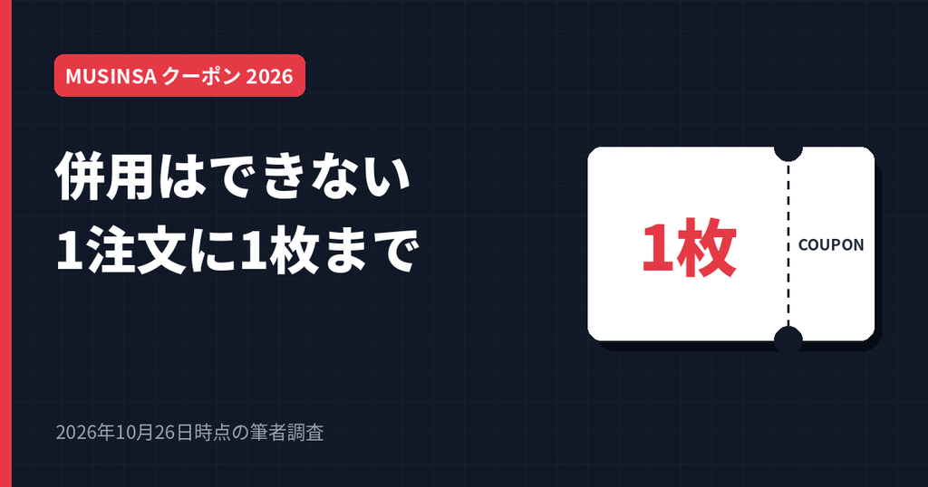 MUSINSAのクーポンは併用不可で1注文1枚まで