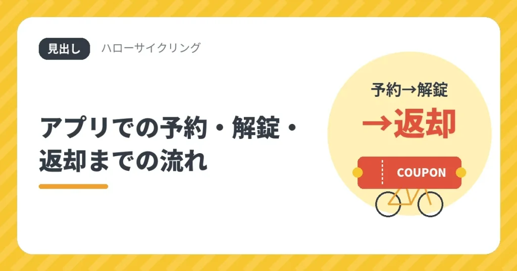 ハローサイクリングのアプリでの予約・解錠・返却までの流れ