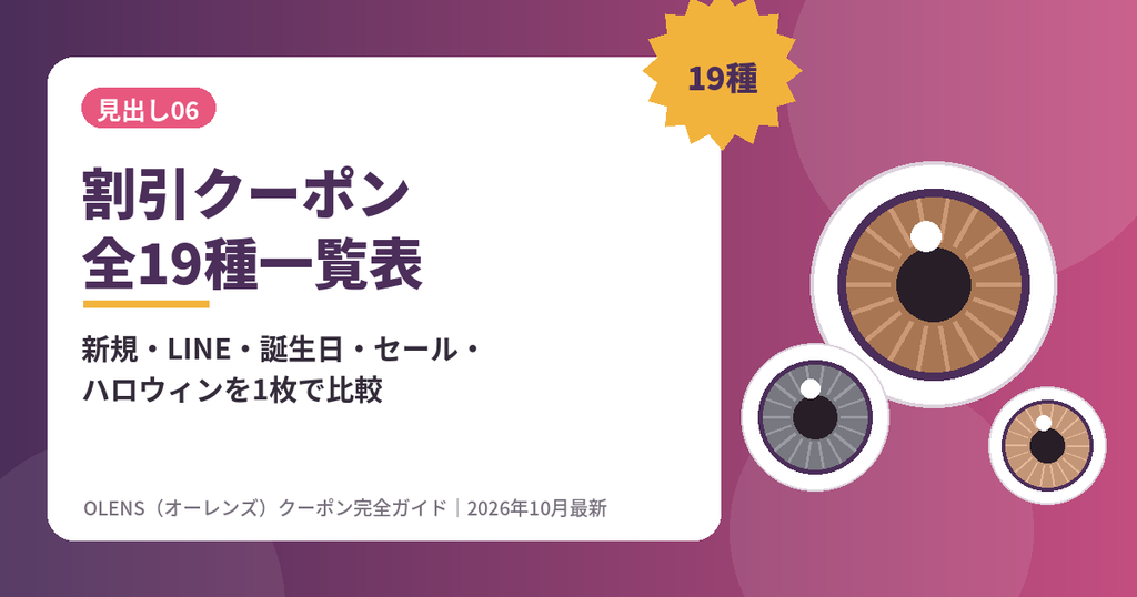 OLENS（オーレンズ）割引クーポン・キャンペーン一覧表2026年10月