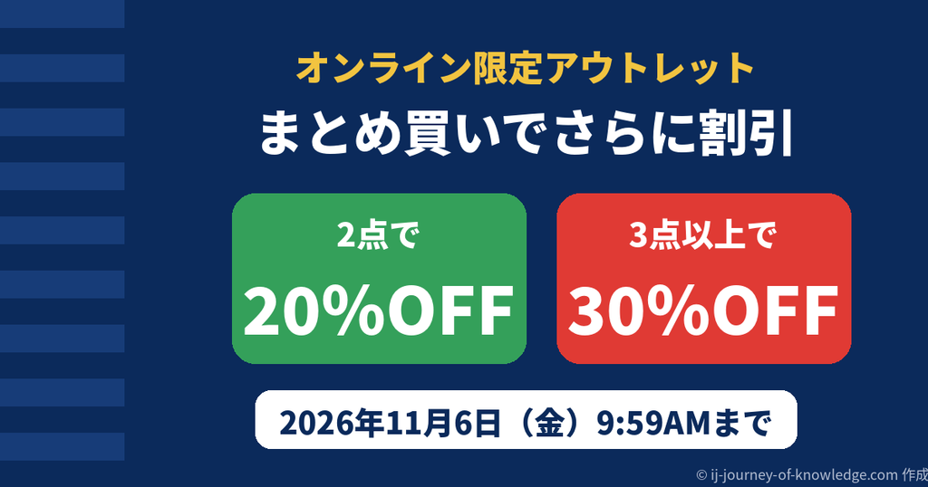 プチバトーのオンライン限定アウトレットで2点20%OFF・3点以上30%OFFになるキャンペーンの図解