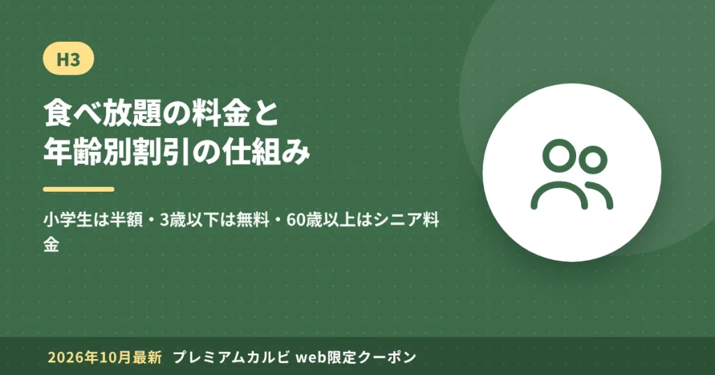 プレミアムカルビ食べ放題の料金と年齢別割引