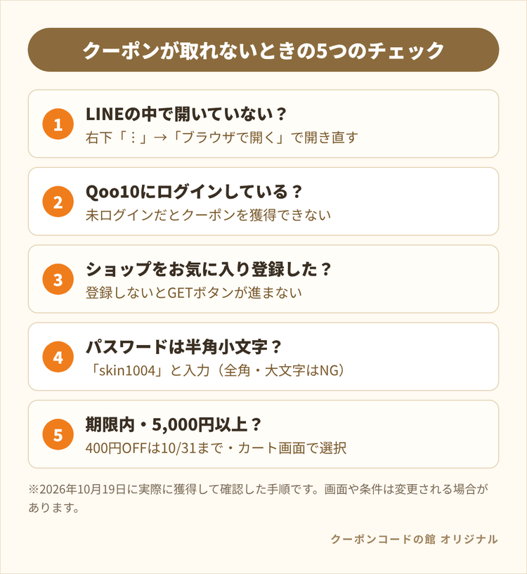 SKIN1004のLINEクーポンが取れないときに確認する5つのチェックリスト